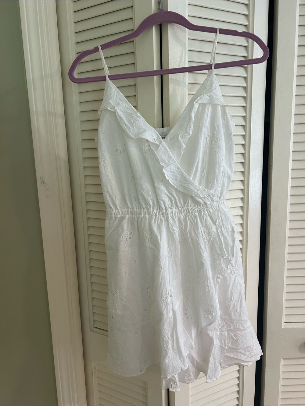 Express White Eyelet Wrap Mini Dress